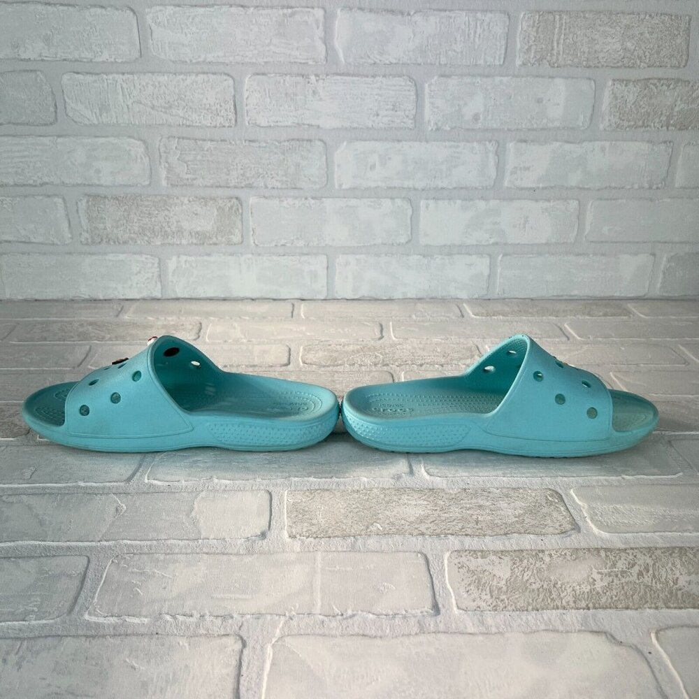 Crocs Classic Men 5 Women 7 Blue Green Strap Slide Unisex Iconic Sandals‎ Charms - Picture 9 of 14